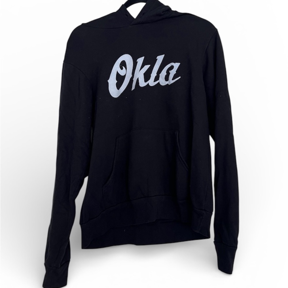 Black Hoodie with 'Okla' Print